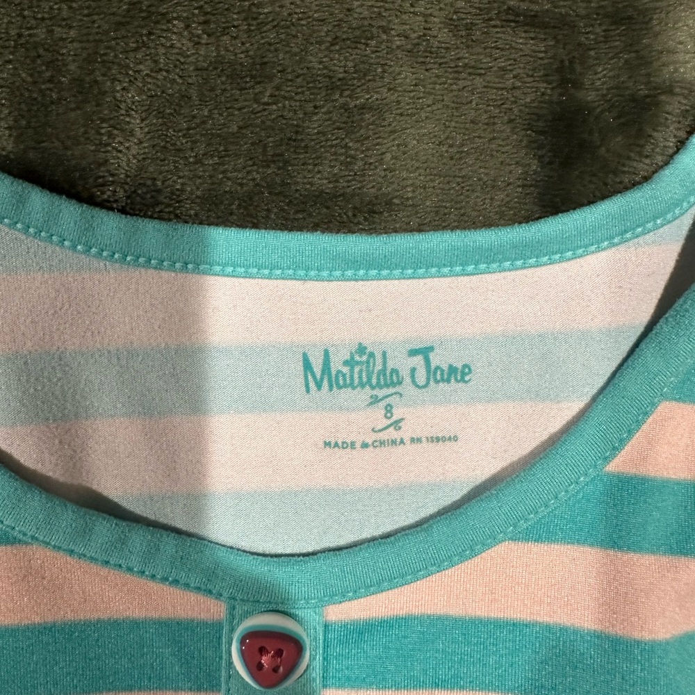 Matilda Jane Teal and Pink Striped Top - Picture 2 of 2